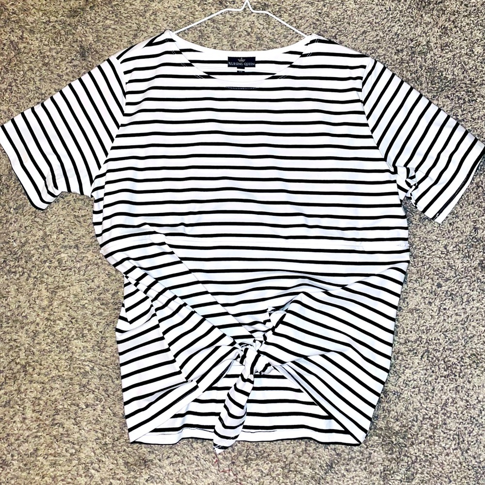 Nursing Queen Striped Nursing Top w/ Front Tie